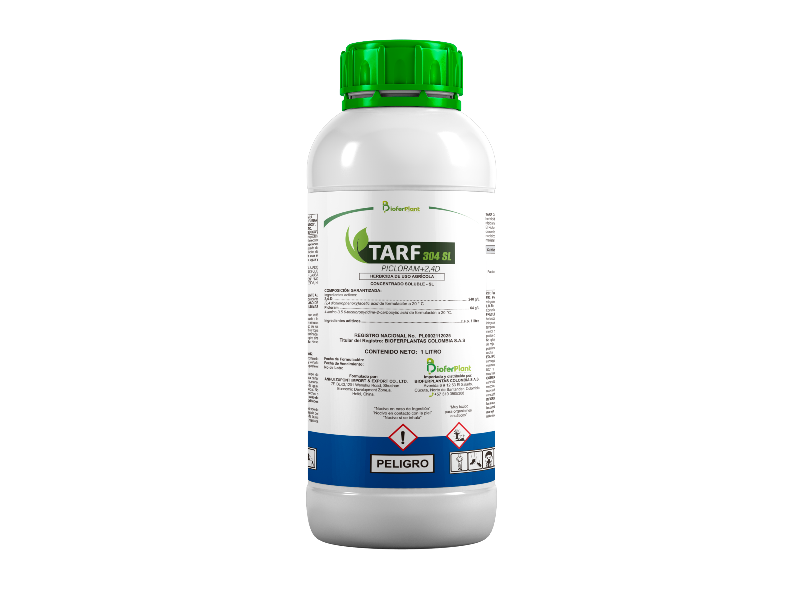 Herbicida TARF 304 SL Bioferplant 2,4-D Picloram control hojas anchas caña Colombia